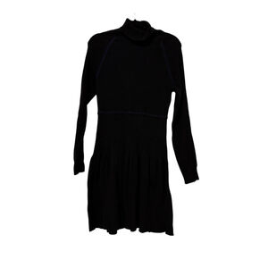 Victoria’s Secret Bodycon tiered sweater dress, size L Black w/ Navy piping